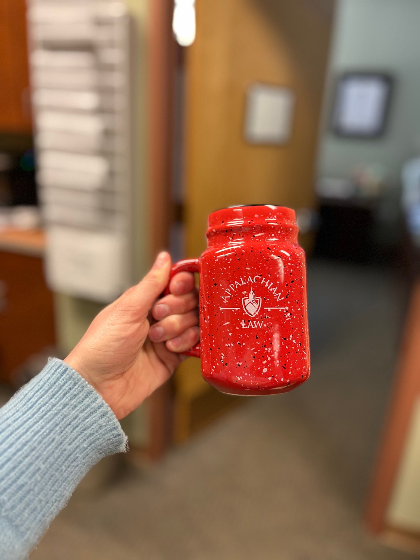 ASL Red Speckled Mason Jar Ceramic Mug