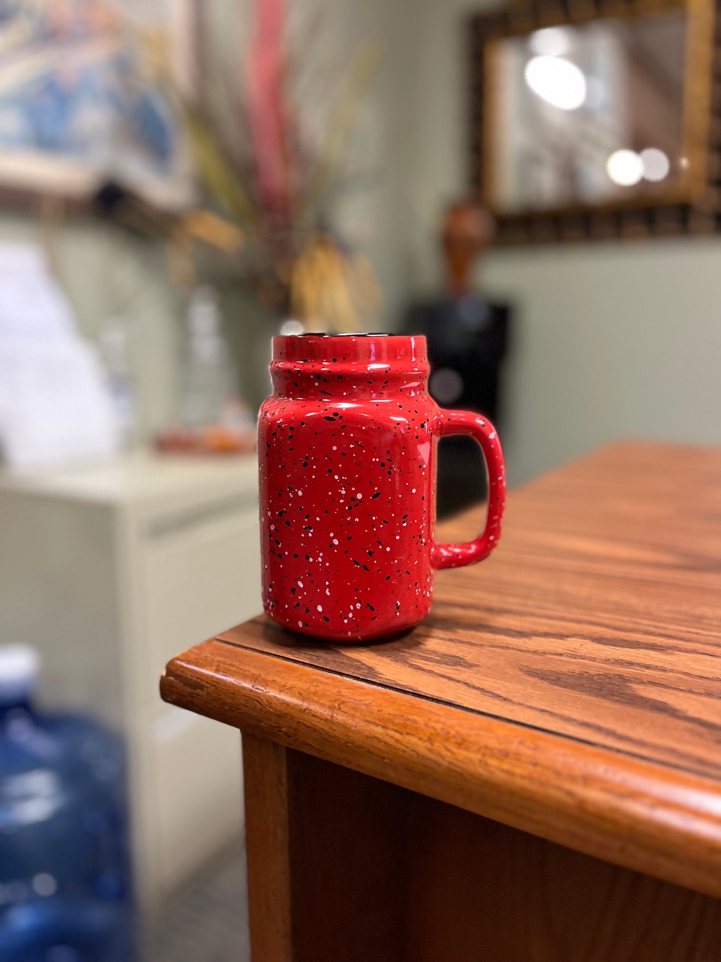 ASL Red Speckled Mason Jar Ceramic Mug